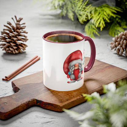 Cute Gnome Mug - Red & White - Perfect Holiday Gift idea 11oz Maroon