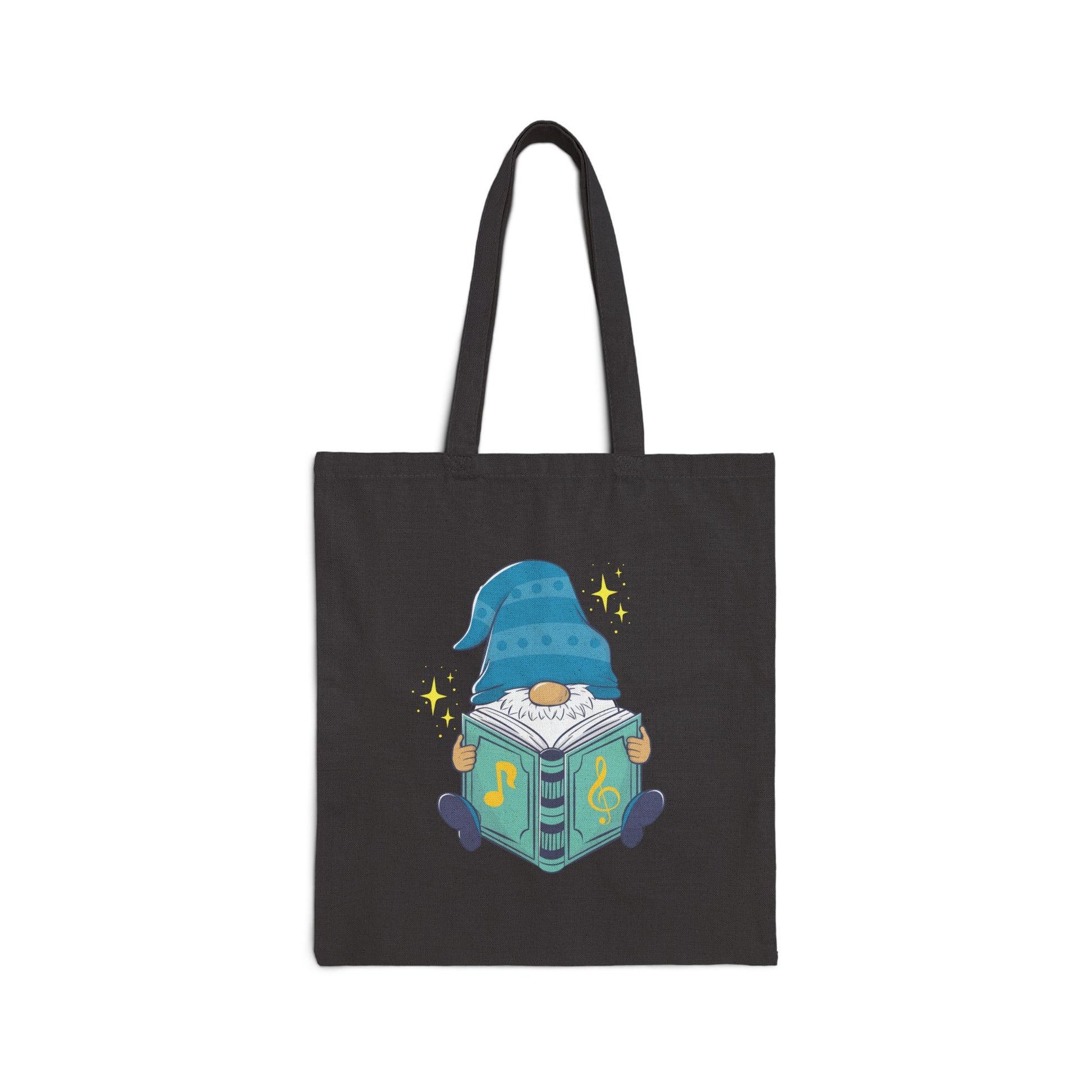 Magical Reading Gnome Tote Bag: Carry Your Stories & Sparkle (Natural & Black Canvas)