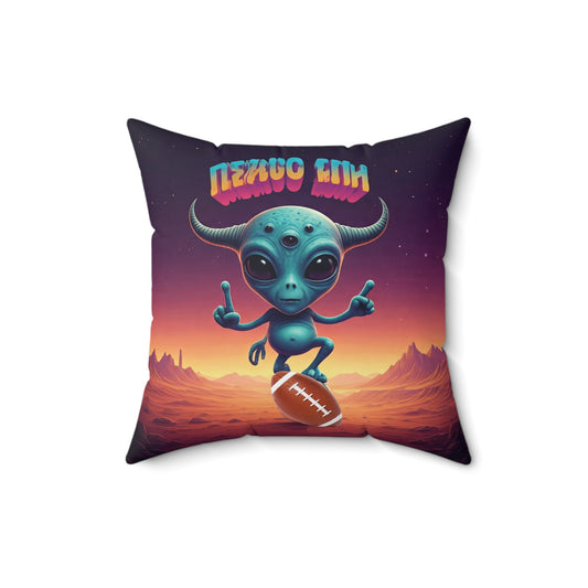 Alien Football Player Throw Pillow: Cosmic Design Cushion for Unique Home Decor - Alien Vibes