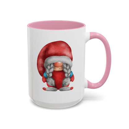 Cheerful Red Gnome with Braids Mug - Sip Your Sweet Melody | Ceramic Coffee & Tea Cup (11oz/15oz)