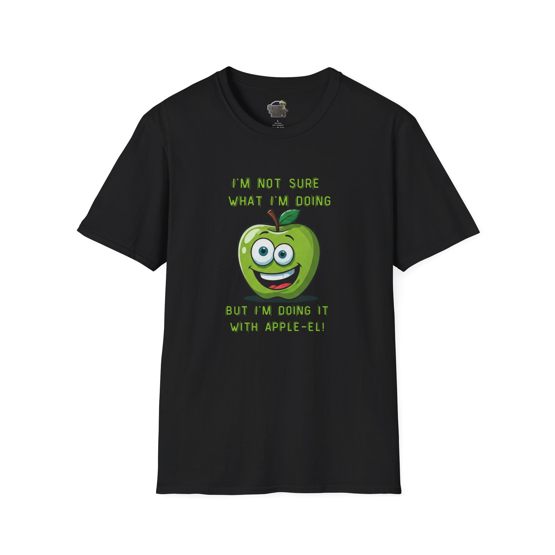 Apple-El t-shirt: Funny Smiling Apple Positive Tee Black