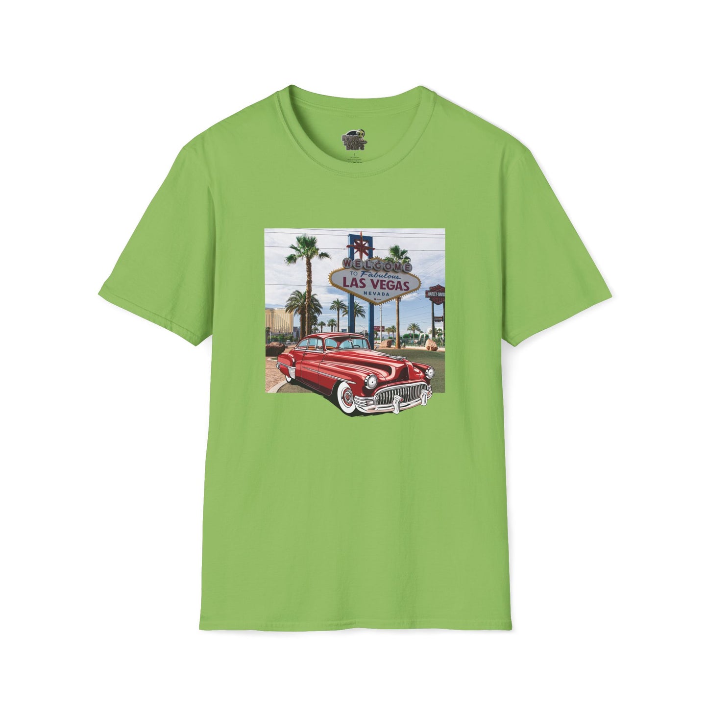 Vegas Cruiser T-Shirt: Retro Las Vegas Sign & Classic Red Car | Vintage Road Trip Tee