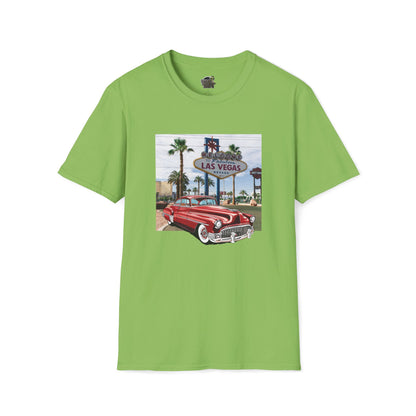 Vegas Cruiser T-Shirt: Retro Las Vegas Sign & Classic Red Car | Vintage Road Trip Tee