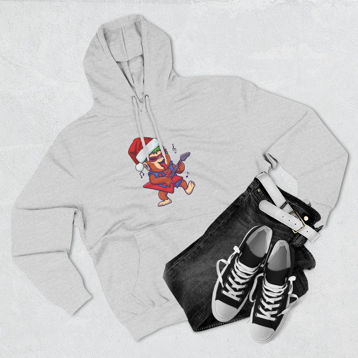 Copy of Three-Panel Fleece Hoodie - happy holiday gorilla