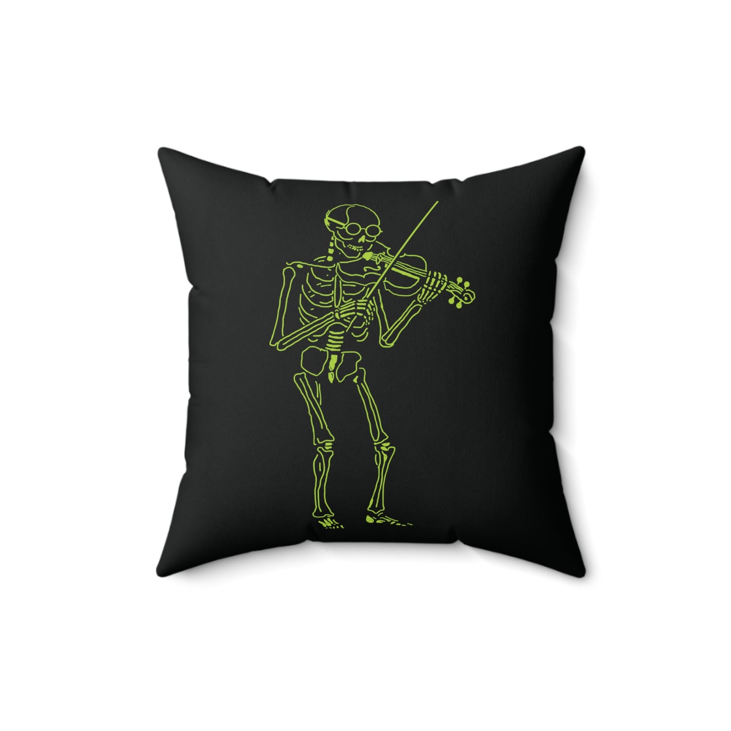 Symphonic Shadow: Fluo Violinist Skeleton Pillow