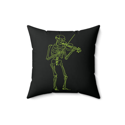 Symphonic Shadow: Fluo Violinist Skeleton Pillow
