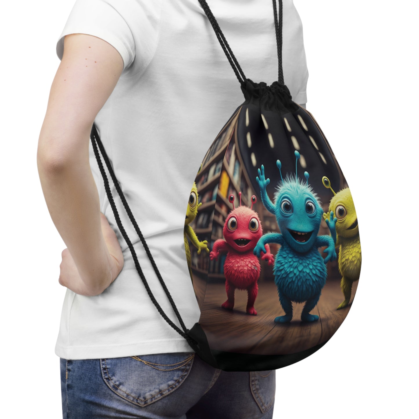 Alien Vibes" Drawstring Bag - Perfect for Sci-Fi Fans & Kids!