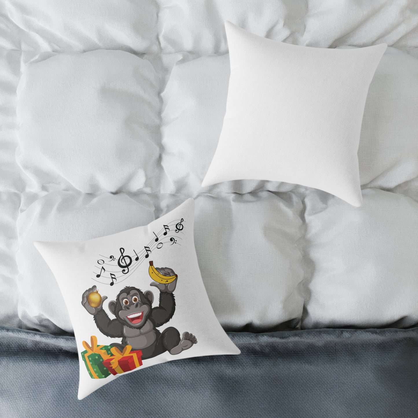 Get Bananas for Christmas! Fun Happy Chimp Decorative Throw Pillow