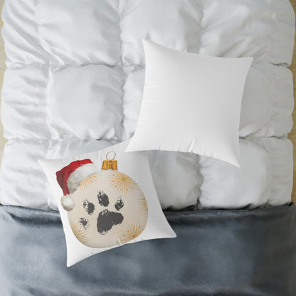 'Santa Paws' Christmas Throw Pillow | Paw Print Pet Lover Holiday Decor