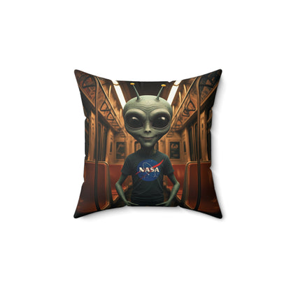 The Galactic Commuter: NYC Subway Alien Pillow