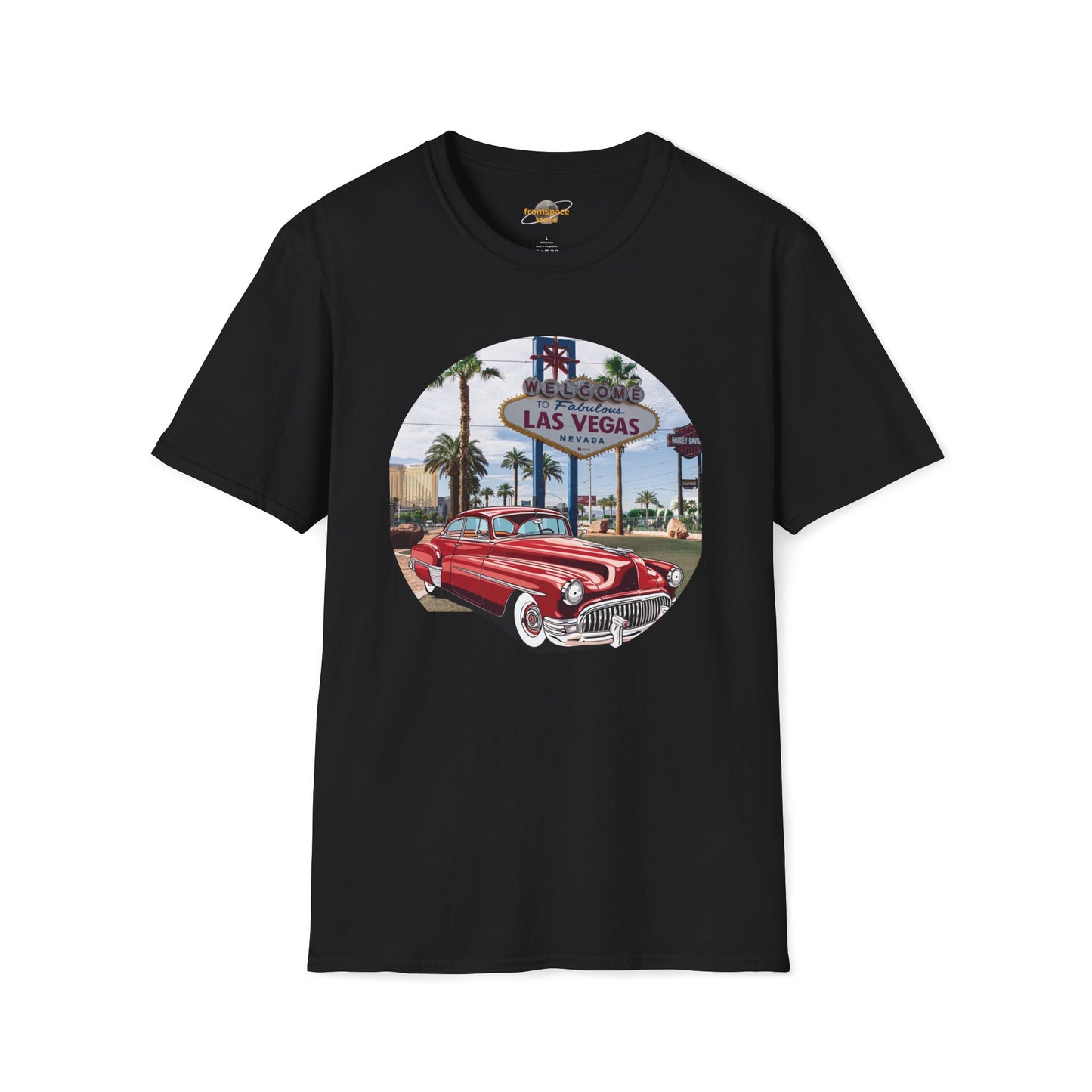 Vegas Cruiser T-Shirt: Retro Las Vegas Sign & Classic Red Car | Vintage Road Trip Tee