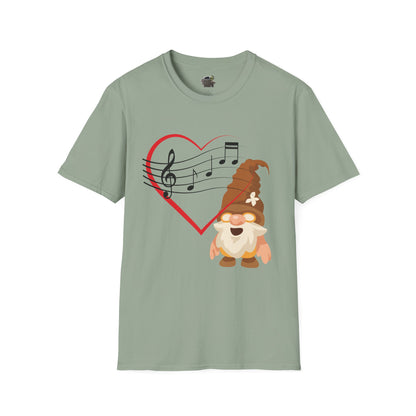 Heart of Music Gnome Unisex T-Shirt: Melodies & Magic S Sage