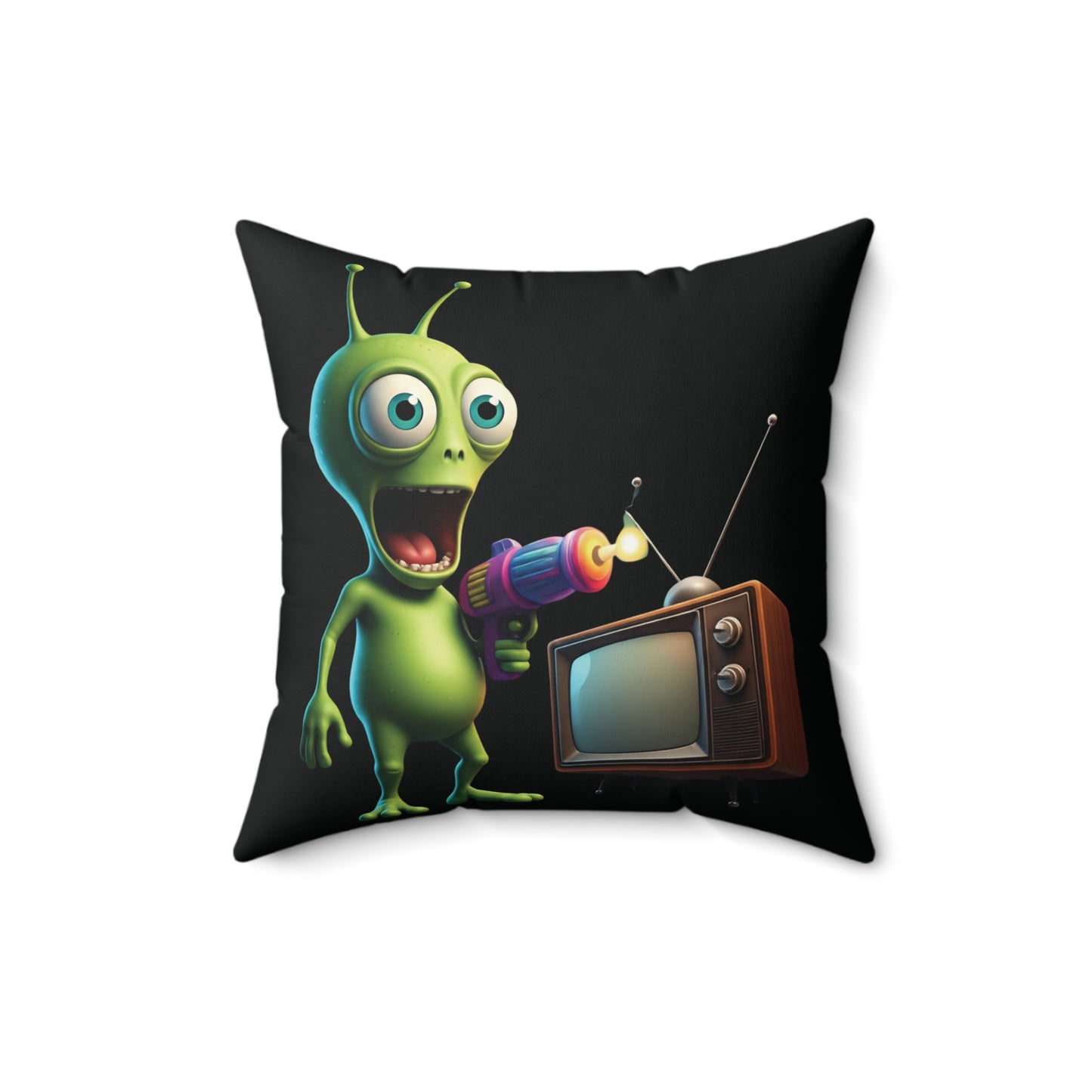 The Roswell Transmission: Vintage TV Alien Pillow