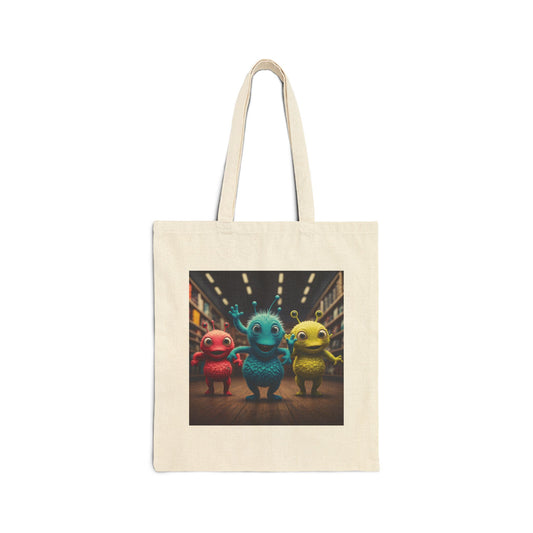 Alien Dancer Tote Bag: Funny & Unique Music Lover Gift - Quirky Dancing Aliens on Canvas for Everyday Style