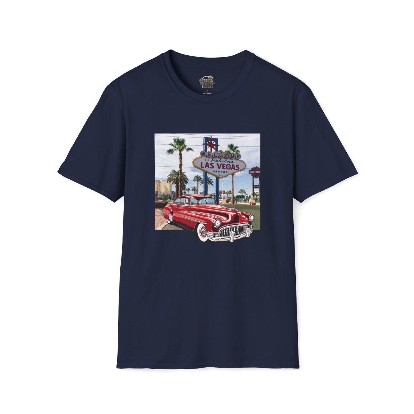 Vegas Cruiser T-Shirt: Retro Las Vegas Sign & Classic Red Car | Vintage Road Trip Tee