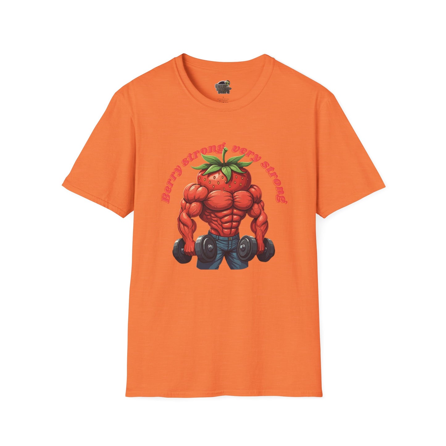 Berry Strong t-shirt: Funny Strawberry Bodybuilder Tee Heather Orange