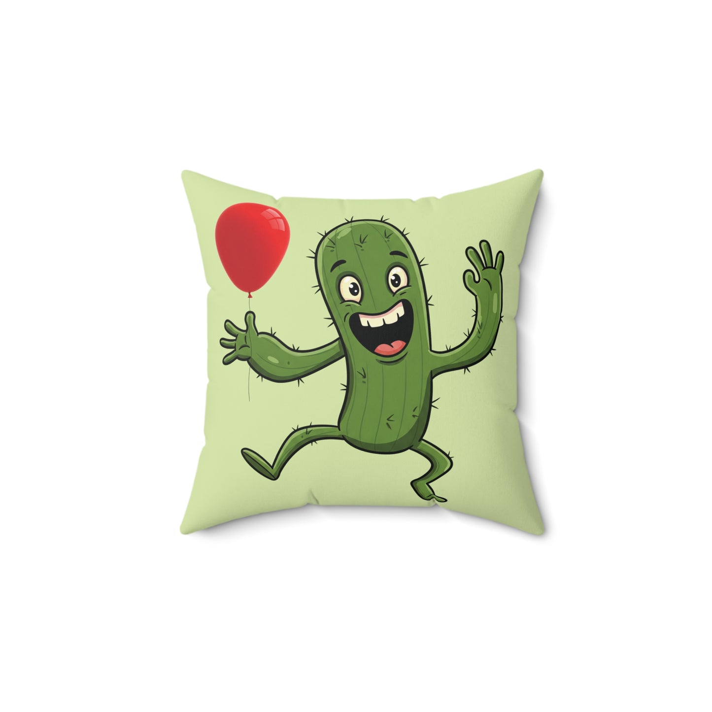 Cactus with red balloon throw pillow