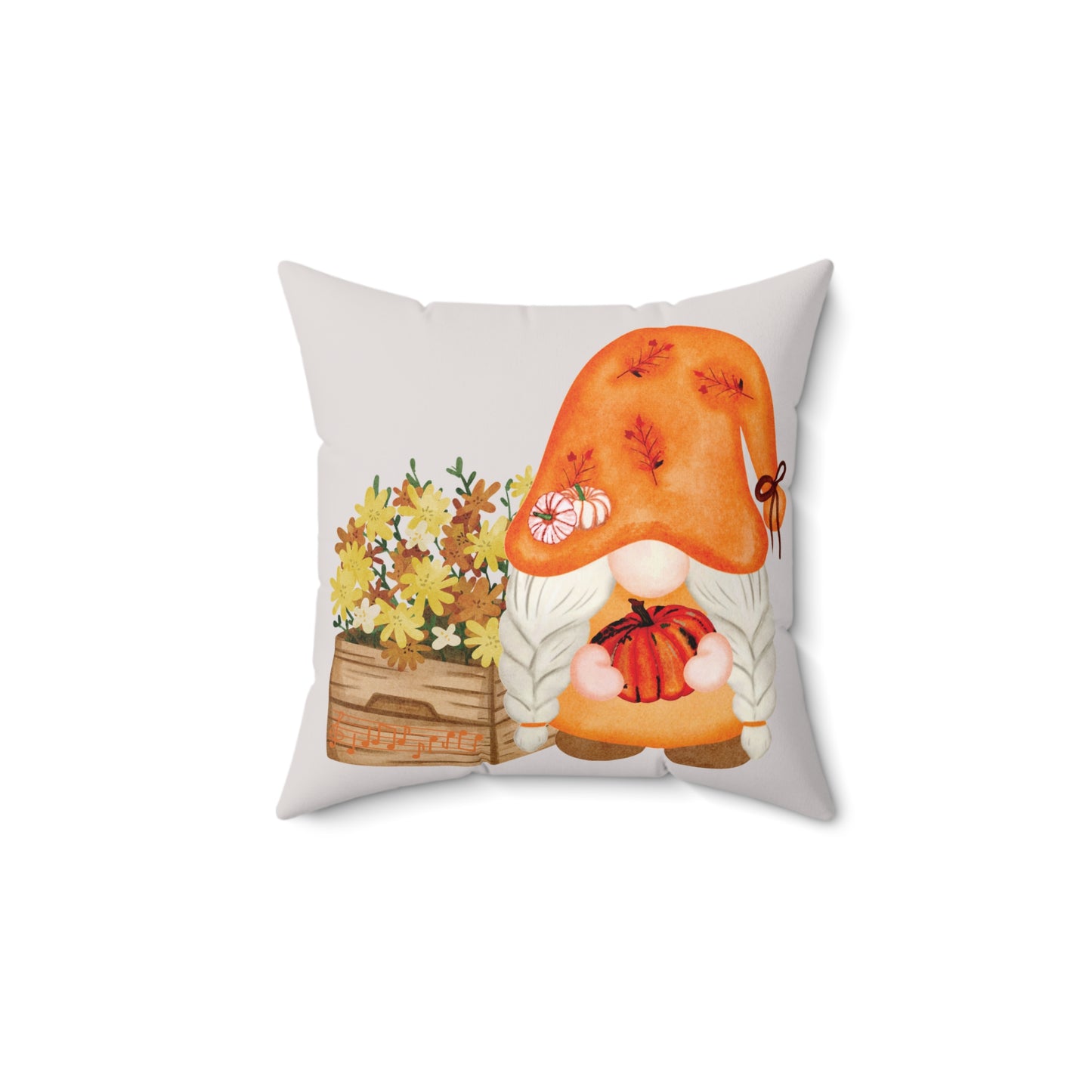 Harvest Whisper – Autumn Pumpkin & Flower Gnome Pillow