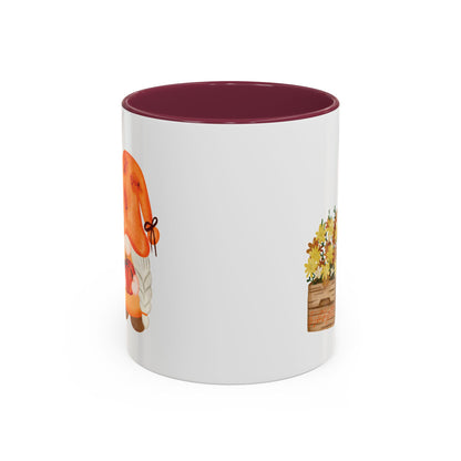 Cute Autumn Gnome Mug - Perfect Fall Gift 11oz Maroon