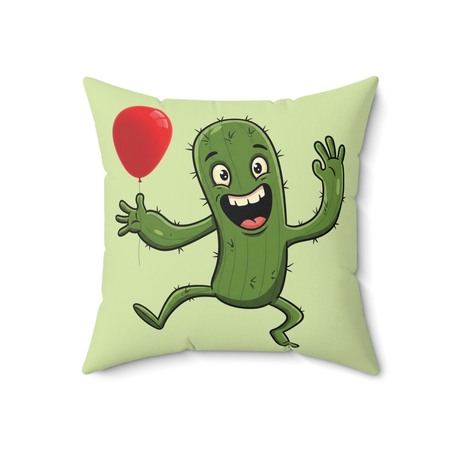 Cactus with red balloon throw pillow