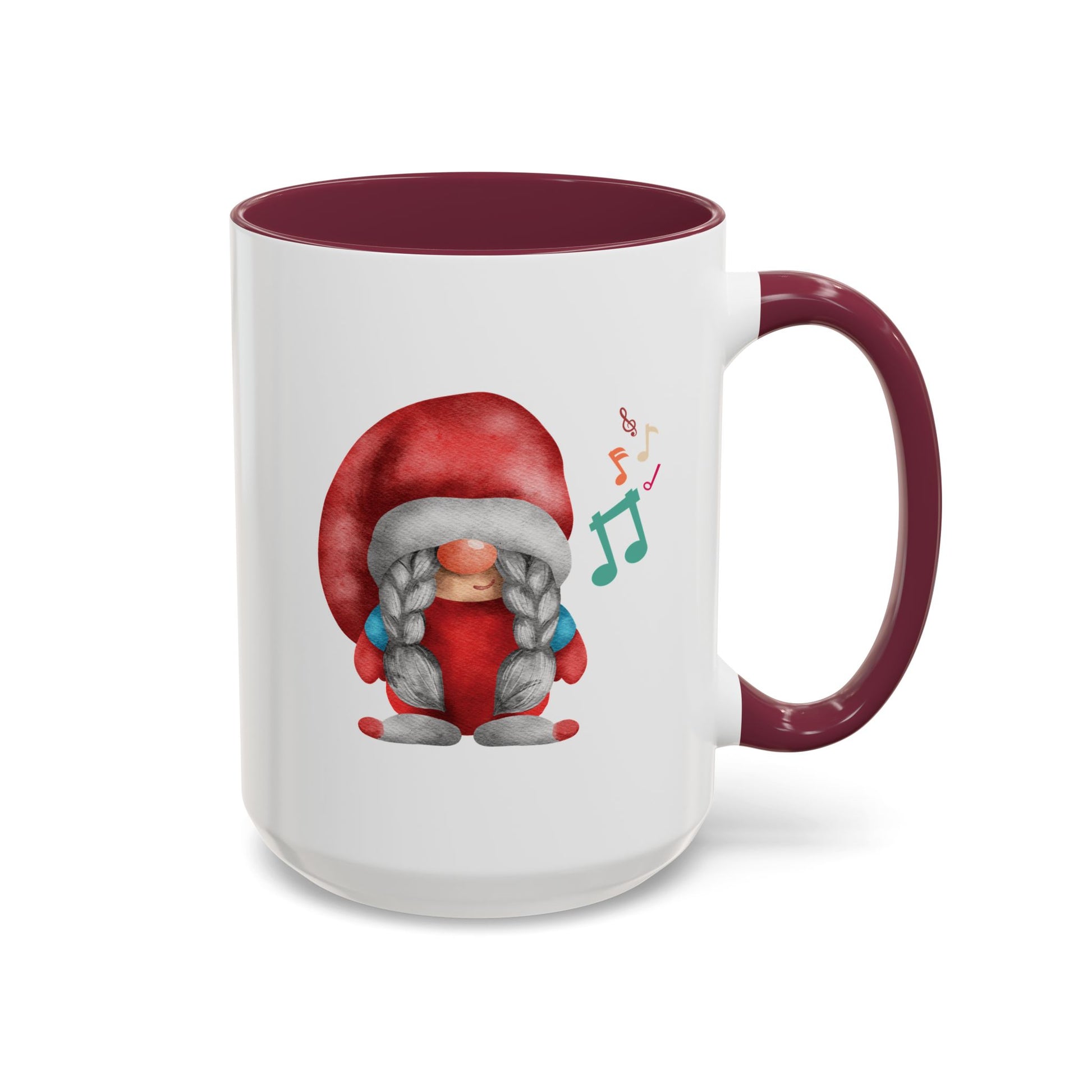 Cute Gnome Mug - Red & White - Perfect Holiday Gift idea 15oz Maroon