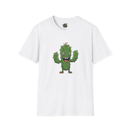 Cactus Mania T-Shirt: Joyful Cactus Tee | Organic Cotton & Stretchy Comfort White
