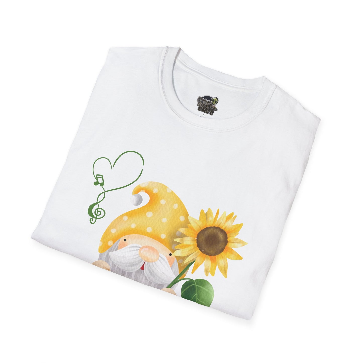 Gnome with Sunflower Unisex T-Shirt: Sunshine, Smiles & Secret Songs