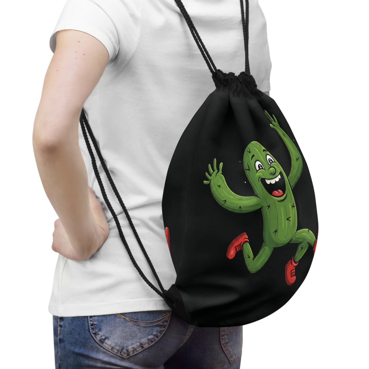 Running Cactus" Drawstring Bag - Fun, Eco-Friendly & Durable Backpack for All Ages