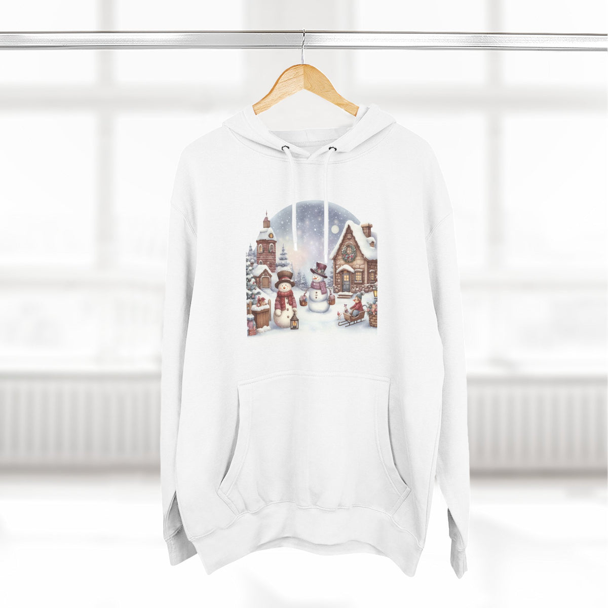Three-Panel Fleece Hoodie - snowman design