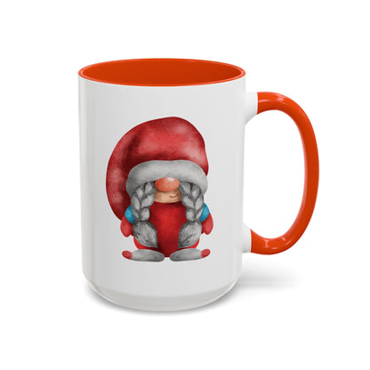 Cheerful Red Gnome with Braids Mug - Sip Your Sweet Melody | Ceramic Coffee & Tea Cup (11oz/15oz)
