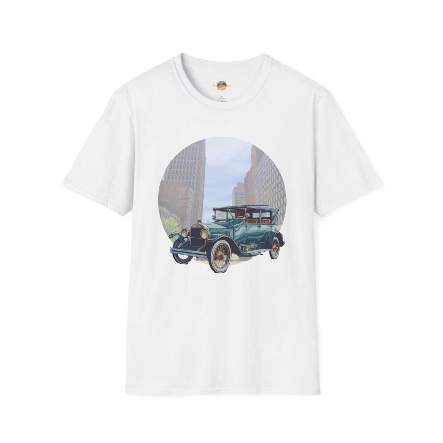 Motor City Roamer T-Shirt: Vintage 1920s Car & Detroit Skyline | Americana Tee