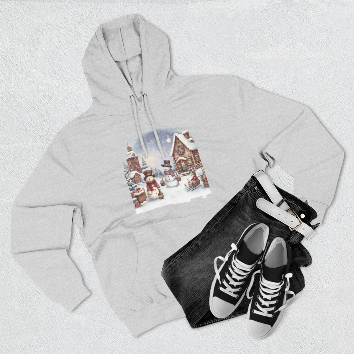 Three-Panel Fleece Hoodie - snowman design