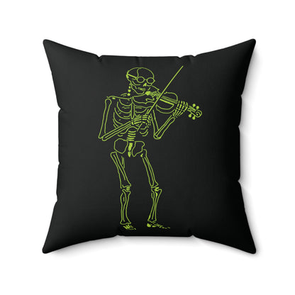 Symphonic Shadow: Fluo Violinist Skeleton Pillow