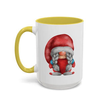 Cheerful Red Gnome with Braids Mug - Sip Your Sweet Melody | Ceramic Coffee & Tea Cup (11oz/15oz)