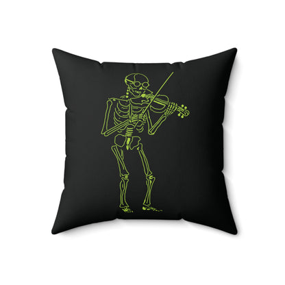 Symphonic Shadow: Fluo Violinist Skeleton Pillow