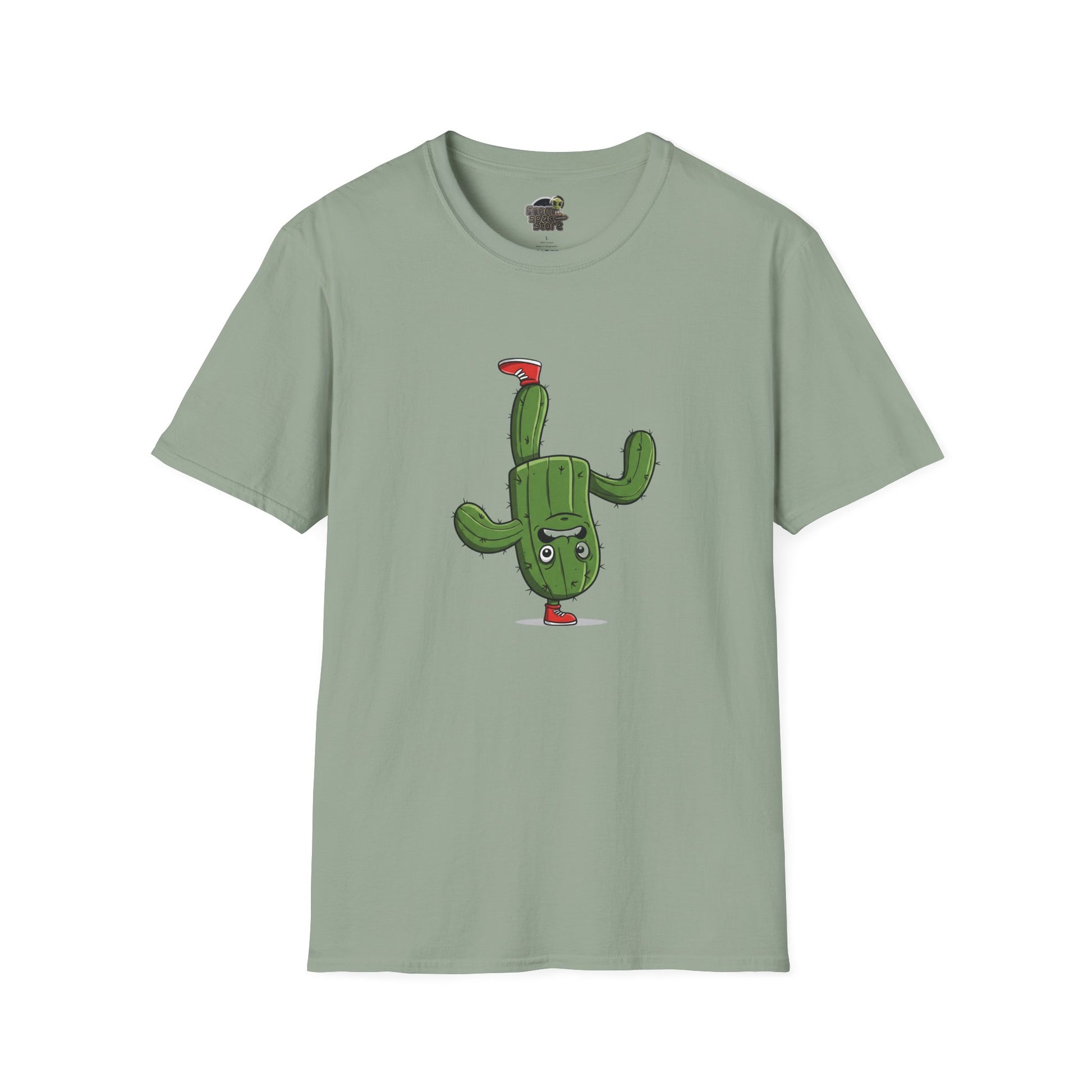 Upside-Down Cactus T-Shirt: Fun & Quirky Organic Cotton Tee | Cactus Mania Collection Sage