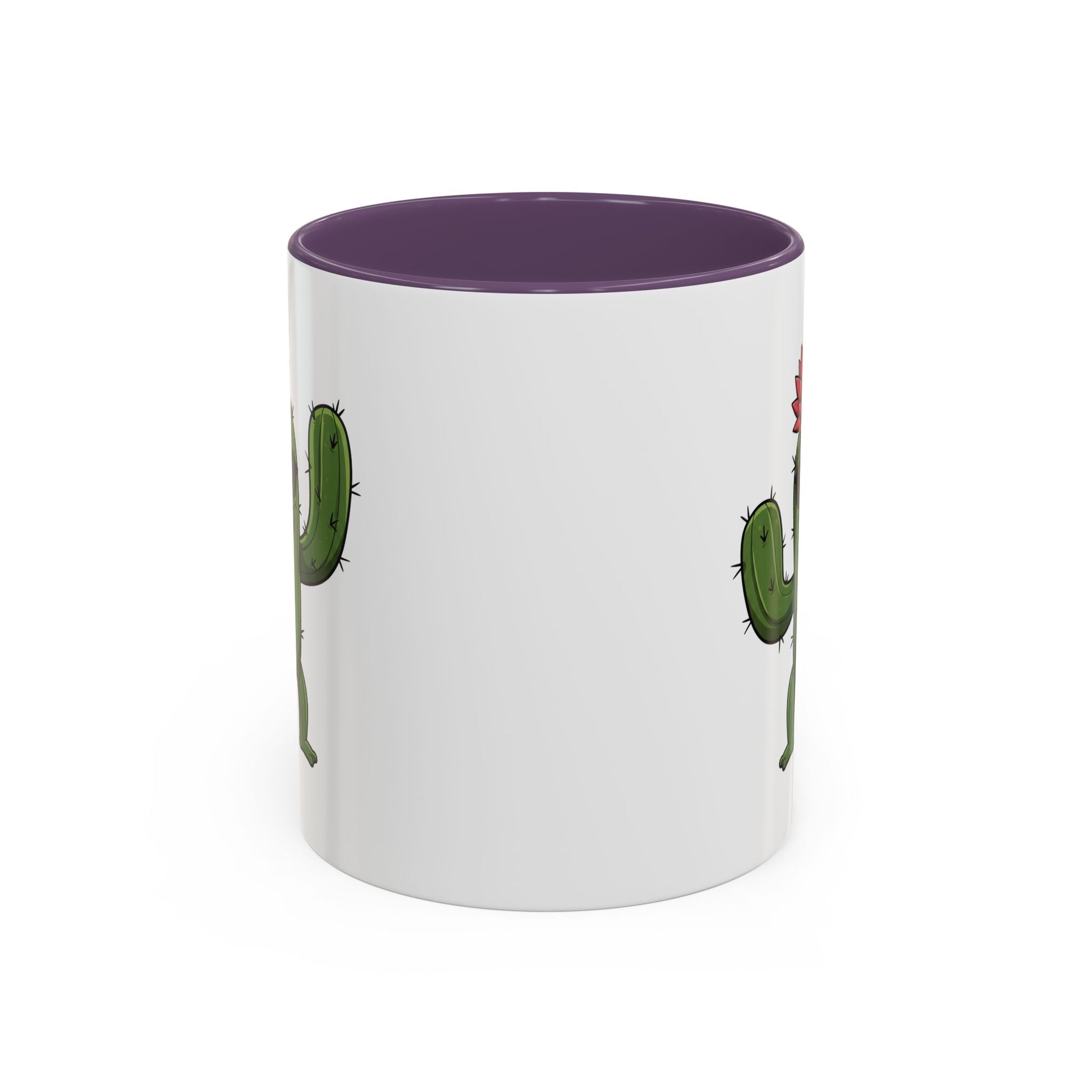 Cactus Mania Funny Cactus Mug with Sunglasses - Happy Ceramic Coffee Cup 11oz Purple
