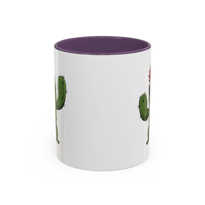 Cactus Mania Funny Cactus Mug with Sunglasses - Happy Ceramic Coffee Cup 11oz Purple