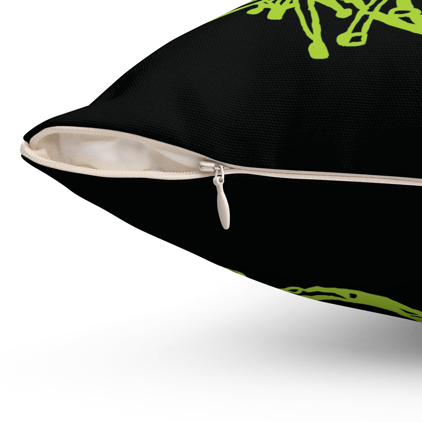 Neon Bone-Beats: Fluo Drummer Skeleton Throw Pillow