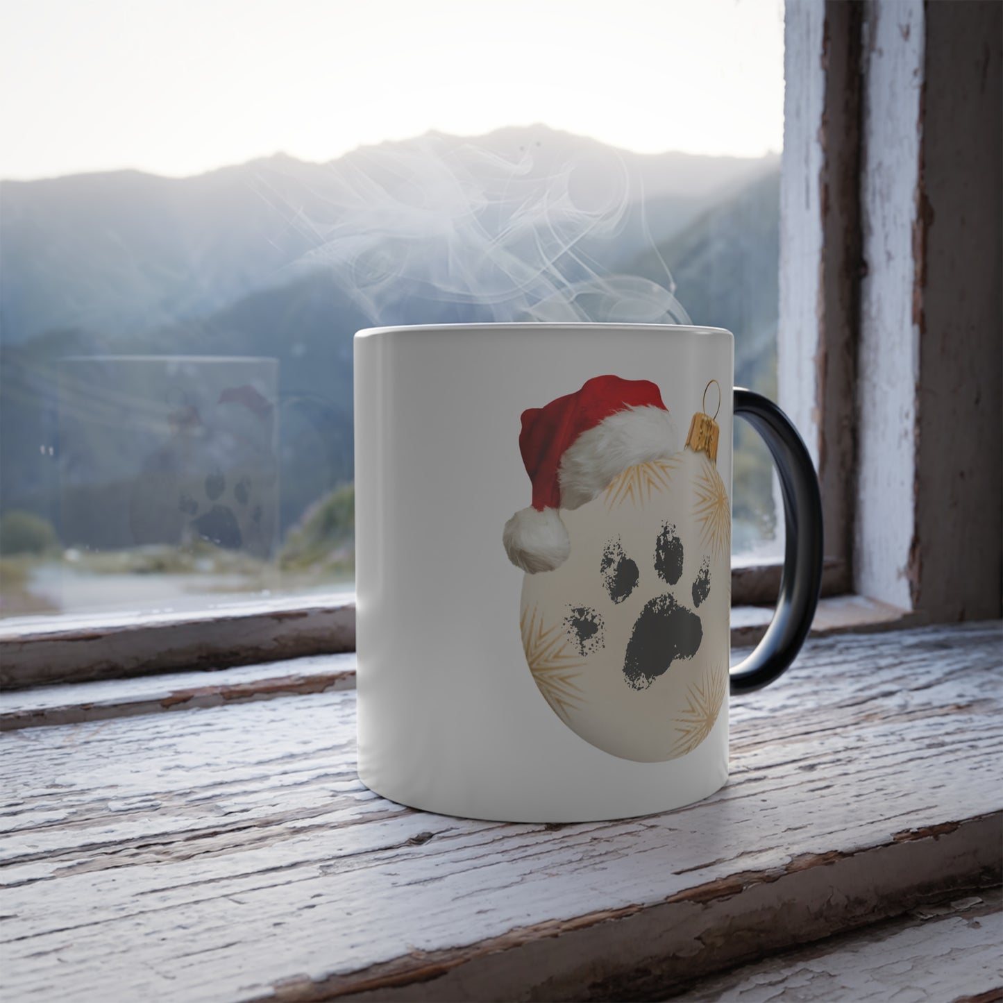 "Santa Paws" Pet Paw Print Color Changing Mug | Heat Reveal Holiday Coffee Cup
