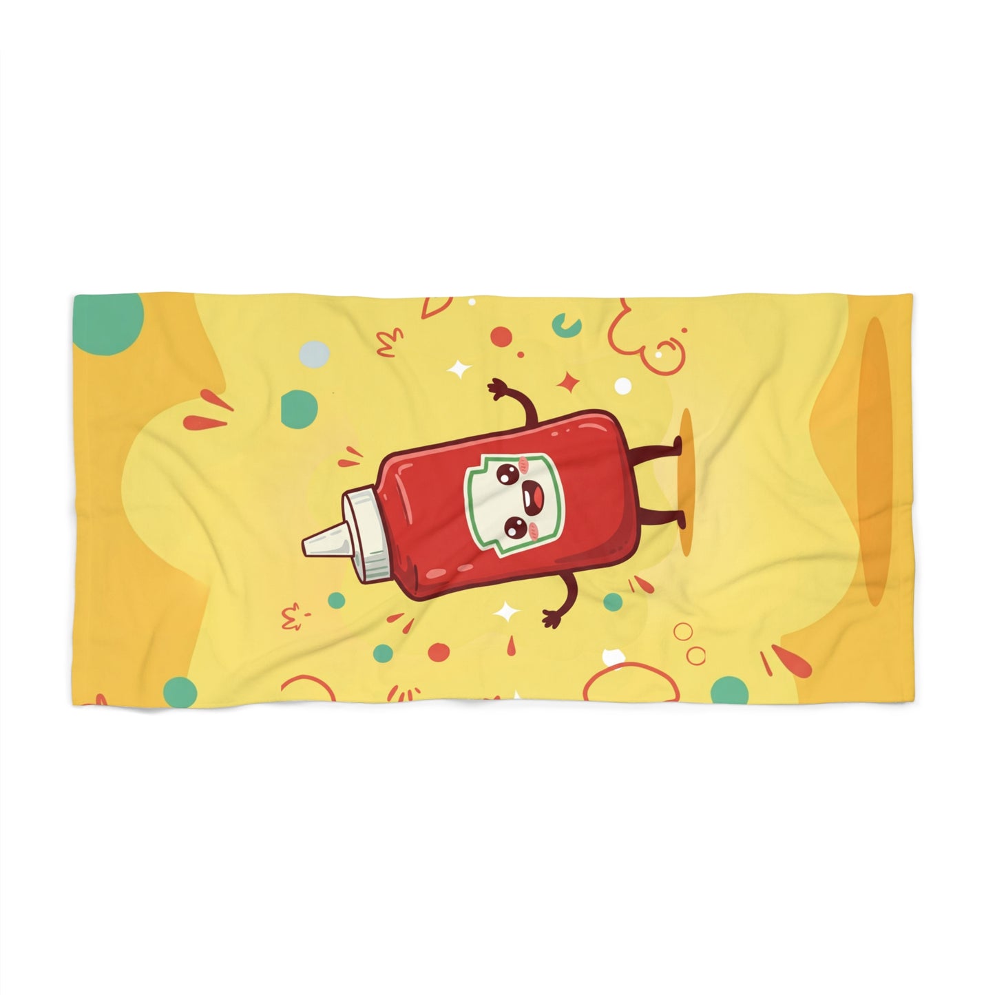 Happy Ketchup Confetti Beach Towel - Bold Graphic Design