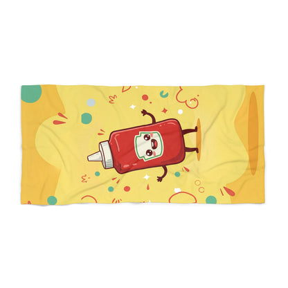 Happy Ketchup Confetti Beach Towel - Bold Graphic Design