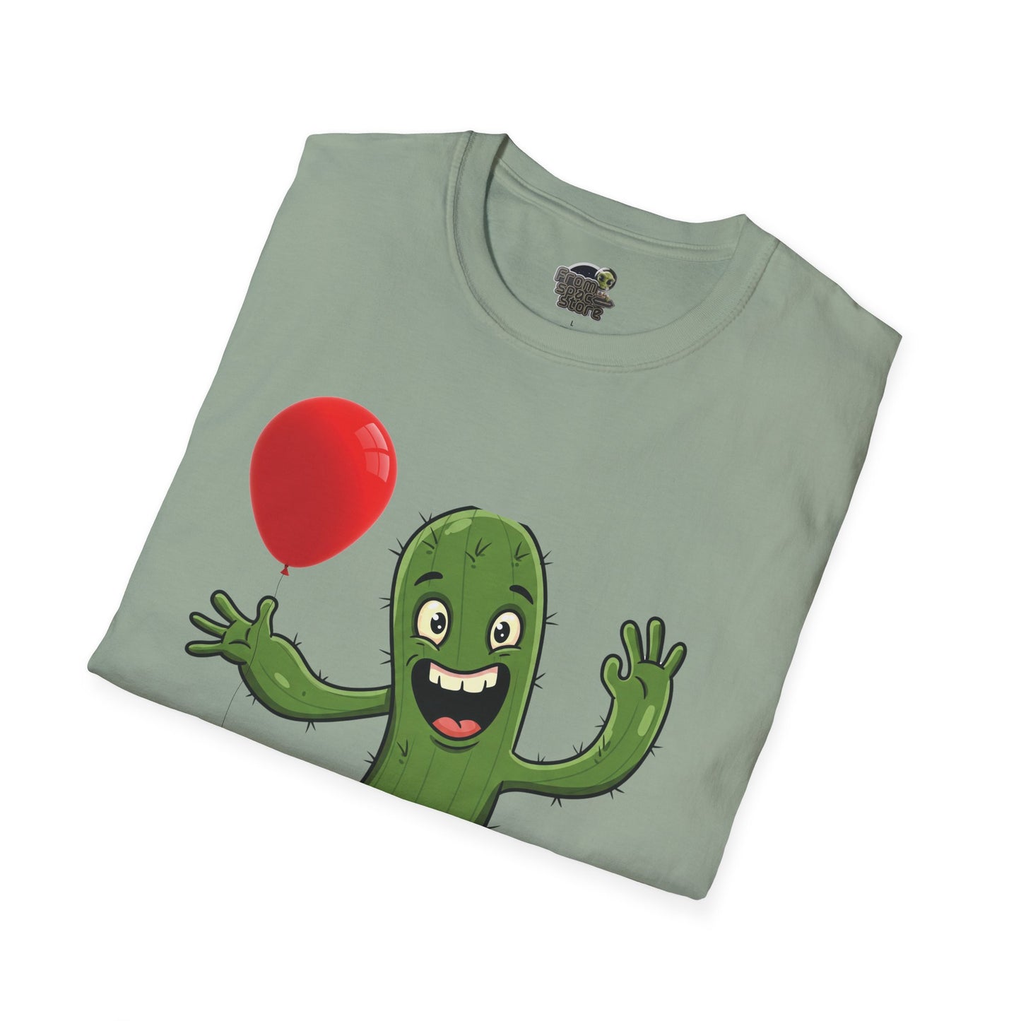 Cactus Mania T-Shirt: Cheerful Cactus with Balloon | Organic Cotton Unisex Tee