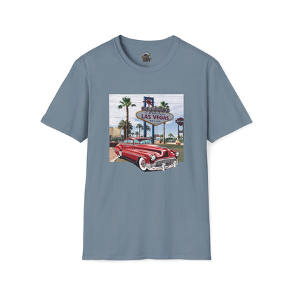 Vegas Cruiser T-Shirt: Retro Las Vegas Sign & Classic Red Car | Vintage Road Trip Tee