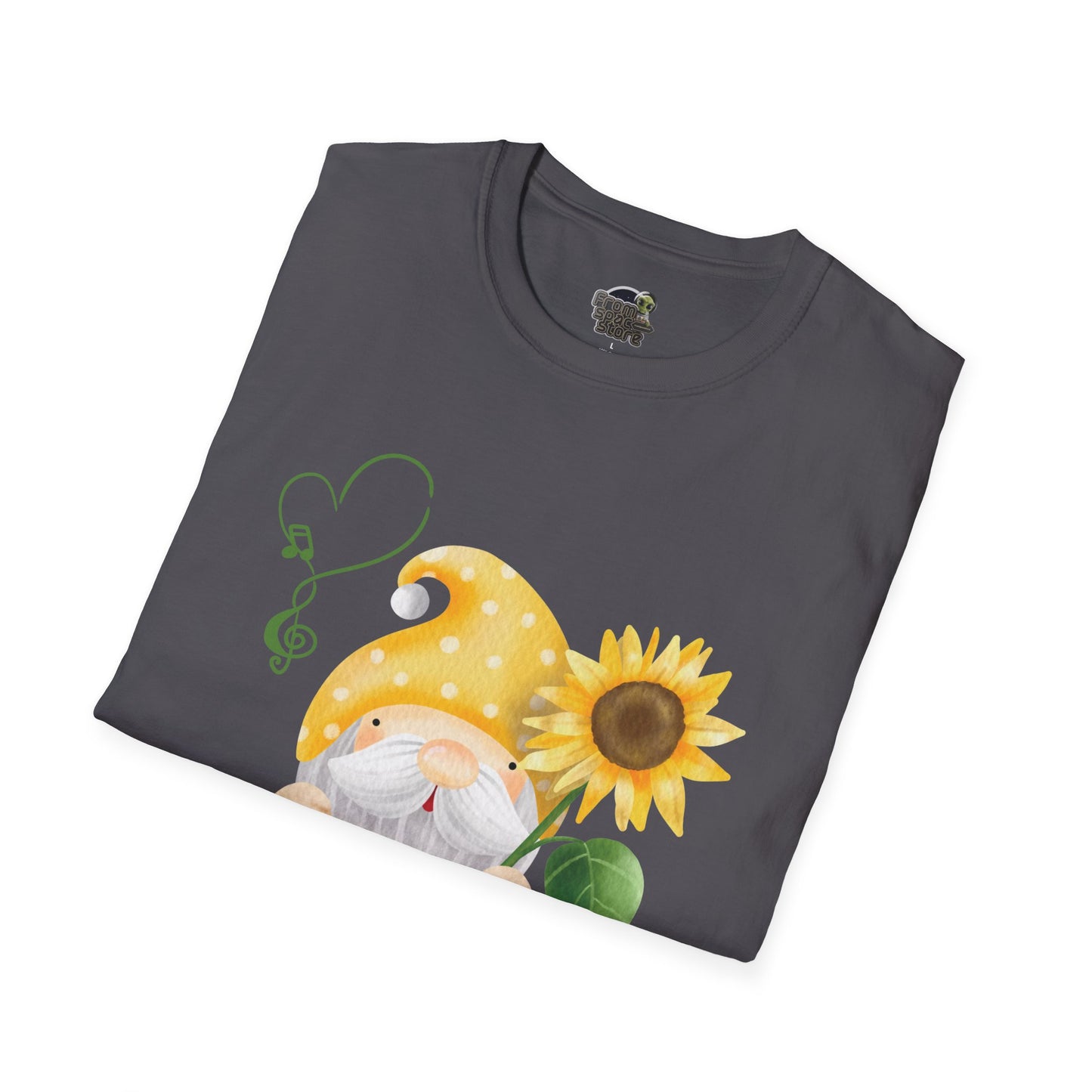 Gnome with Sunflower Unisex T-Shirt: Sunshine, Smiles & Secret Songs