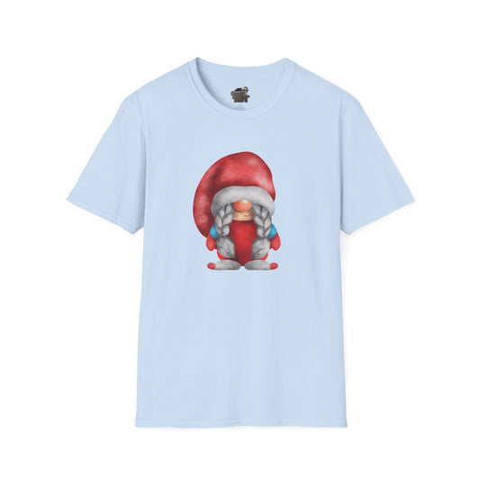 Cute Gnome T-shirt | Soft and Comfy Cotton Tee for Women | Perfect for Casual Wear | Unique Gift Idea | Gnome Lovers Light Blue