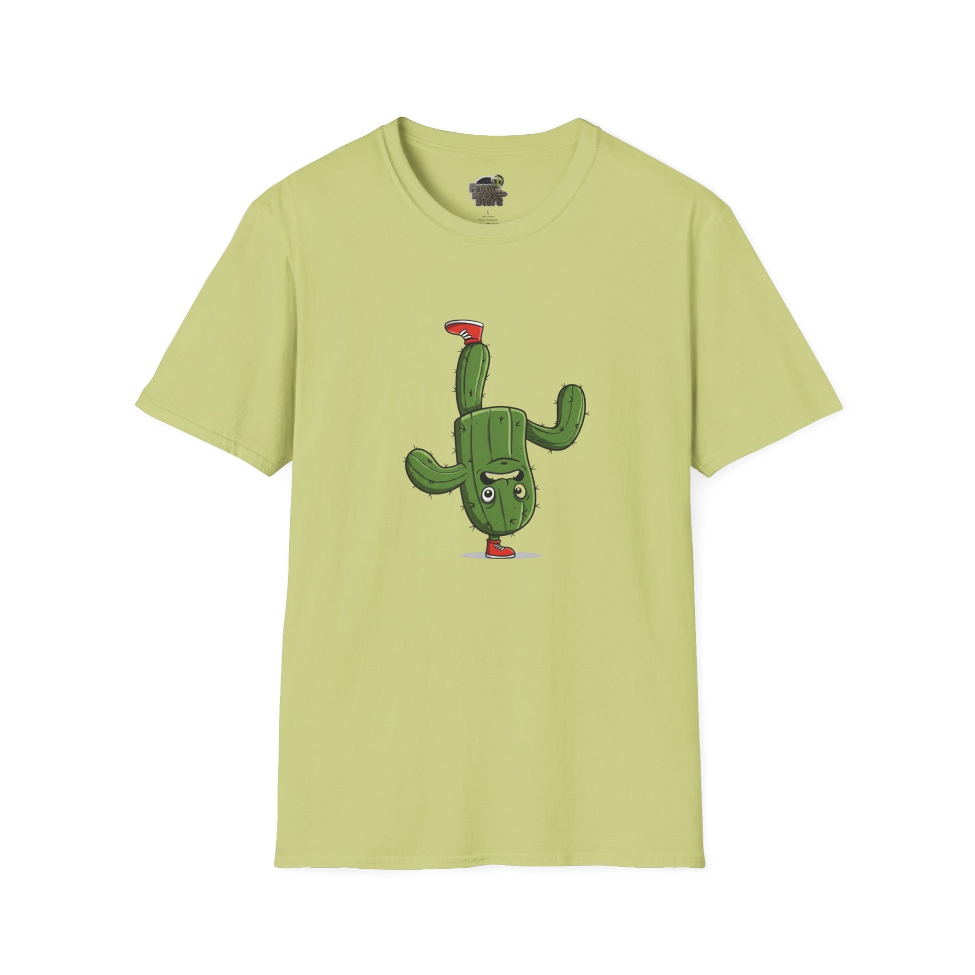 Upside-Down Cactus T-Shirt: Fun & Quirky Organic Cotton Tee | Cactus Mania Collection Pistachio