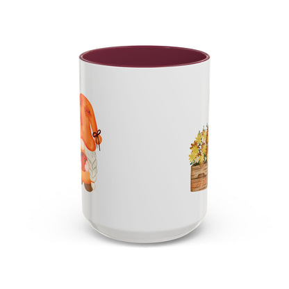 Cute Autumn Gnome Mug - Perfect Fall Gift 15oz Maroon