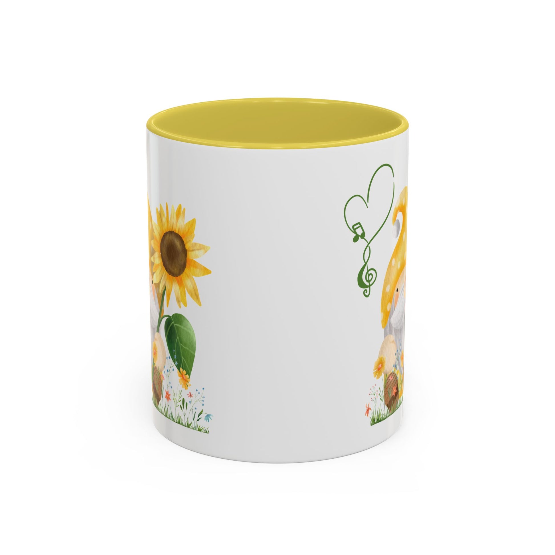 Mystical Gnome & Sunny Sunflower Mug - Your Garden's Secret Charm | Ceramic Coffee & Tea Cup (11oz/15oz) 11oz Yellow