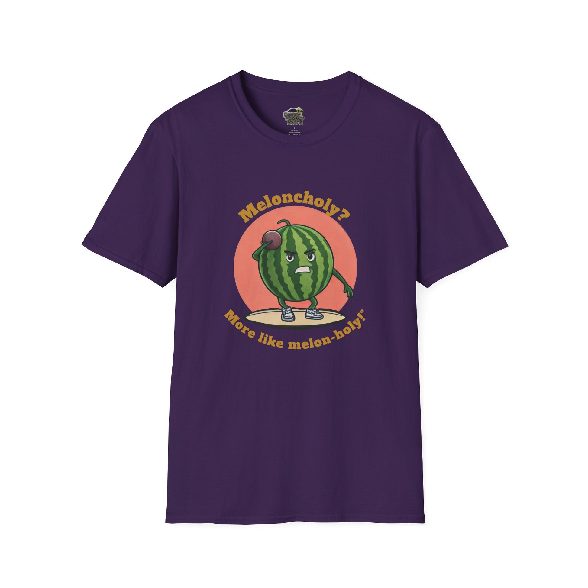 Melon-Holy t-shirt: Funny Watermelon Shot Put Tee Purple